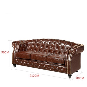 Sofá de Cuero de Estilo Contemporáneo para Sala de Estar, Cafetería, <span class=keywords><strong>Bar</strong></span> u Oficina, Estilo Europeo Moderno con Patas de Madera - Product Image 6