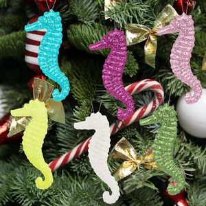 12 pièces 3.5 \ "ornements de Noël sur le thème de la plage côtière <span class=keywords><strong>hippocampe</strong></span> avec corde en 6 couleurs ensemble de décorations de Noël - Product Image 3