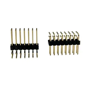 Kepala Pin pria kaki panjang 1.0mm 1.27mm 2mm 2.54mm sudut kanan 4 14 26 40 PCB Pin konektor Header