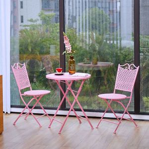 <span class=keywords><strong>Mesa</strong></span> y <span class=keywords><strong>silla</strong></span> plegables de ocio de hierro forjado para balcón, juego de <span class=keywords><strong>mesa</strong></span> de muebles de jardín de tres piezas - Product Image 3