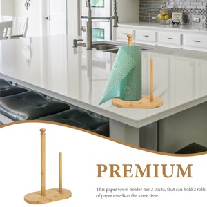 Wooden <b>Paper</b> Towel Holder <b>Kitchen</b> Countertop Roll Stand Natural Wood Color Eco Friendly Storage Organizer - Product Image 4