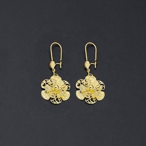 JXX 2024 Novedad: Pendientes de gancho grandes de latón con diseño floral, proveedor de oro, precio al por mayor - Product Image 6