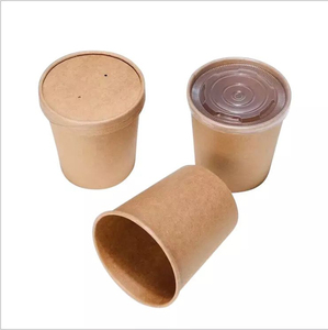 Gobelets et bols à soupe jetables en papier kraft biodégradable de qualité alimentaire avec couvercles en PP pour restaurants, plats à emporter, salades, collations et soupes - Product Image 1