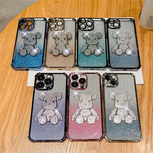 เคสโทรศัพท์3D หมีกลิตเตอร์ระยิบระยับสำหรับ <span class=keywords><strong>iPhone</strong></span> 15 14 13 12 11 Pro Max <span class=keywords><strong>PLUS</strong></span> เคส TPU เคลือบสุดหรู - Product Image 1