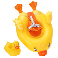 Flotteur de bain pour enfant Swimbobo en PVC, portable, avec jouet, canard jaune mignon, bouée de bain pour bébé