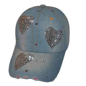 Fun Rhinestone Bejeweled Distressed Denim <b>Baseball</b> <b>Cap</b> Sporty Custom 5 Panel Fabric Bling <b>Cap</b> for Women Girls Great Gift Idea - Product Image 6