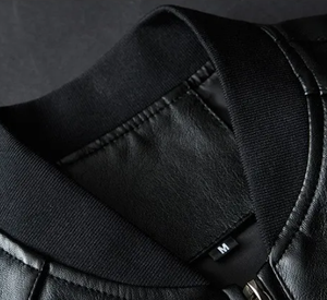 Giacca in Pelle da Uomo con Colletto Rialzato, Giacca da Motociclista, Cappotto in Pelle Bomber, Tendenza Moda, <span class=keywords><strong>Abbigliamento</strong></span> Invernale in Pelle Personalizzato - Product Image 3