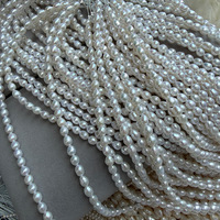 Perles de riz Aurora 5 mm, perles d'eau douce de forme libre, perles semi-finies pour collier de pull DIY, un fil d'environ 39 cm de long