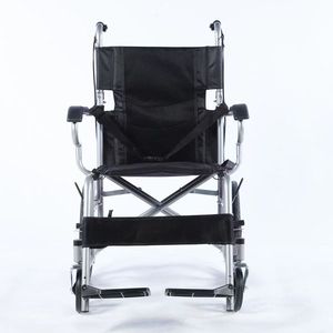 Fauteuil roulant manuel pliable, léger et portable, avec siège et dossier en maille noire pour une utilisation en extérieur - Product Image 1