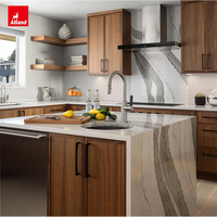 Armoires murales modulaires Allandcabinet, couleur bois de teck, acheter des ensembles complets, forme en L, petite cuisine, armoire avec robinet