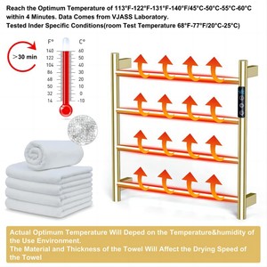 <span class=keywords><strong>Sèche</strong></span>-serviettes électrique mural en acier inoxydable doré brossé avec thermostat intelligent et minuterie, étanche pour salle de bain - Product Image 2