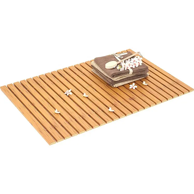 Legend Wholesale Large Size Eco-friendly Bamboo Shower Mat Bathroom Floor Anti Slip Bath Mats Bamboo Shower Mat