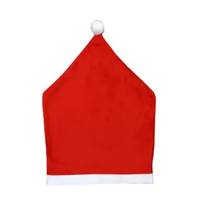 Penutup Kursi Natal Topi Santa Claus Merah Penutup Kursi Makan untuk Tahun Baru Selamat Natal Pesta Dekorasi Meja Dapur Rumah