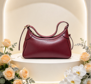 Sac à main pour femme en cuir véritable, bandoulière unique, poignée supérieure, fermeture éclair, rouge bordeaux, vintage, échantillon OEM ODM disponible - Product Image 4