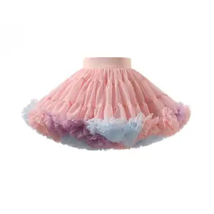 Sweet Baby Girl Tutu Skirt Velvet Embroidered Mini Dance Skirt For Children's Birthday Party