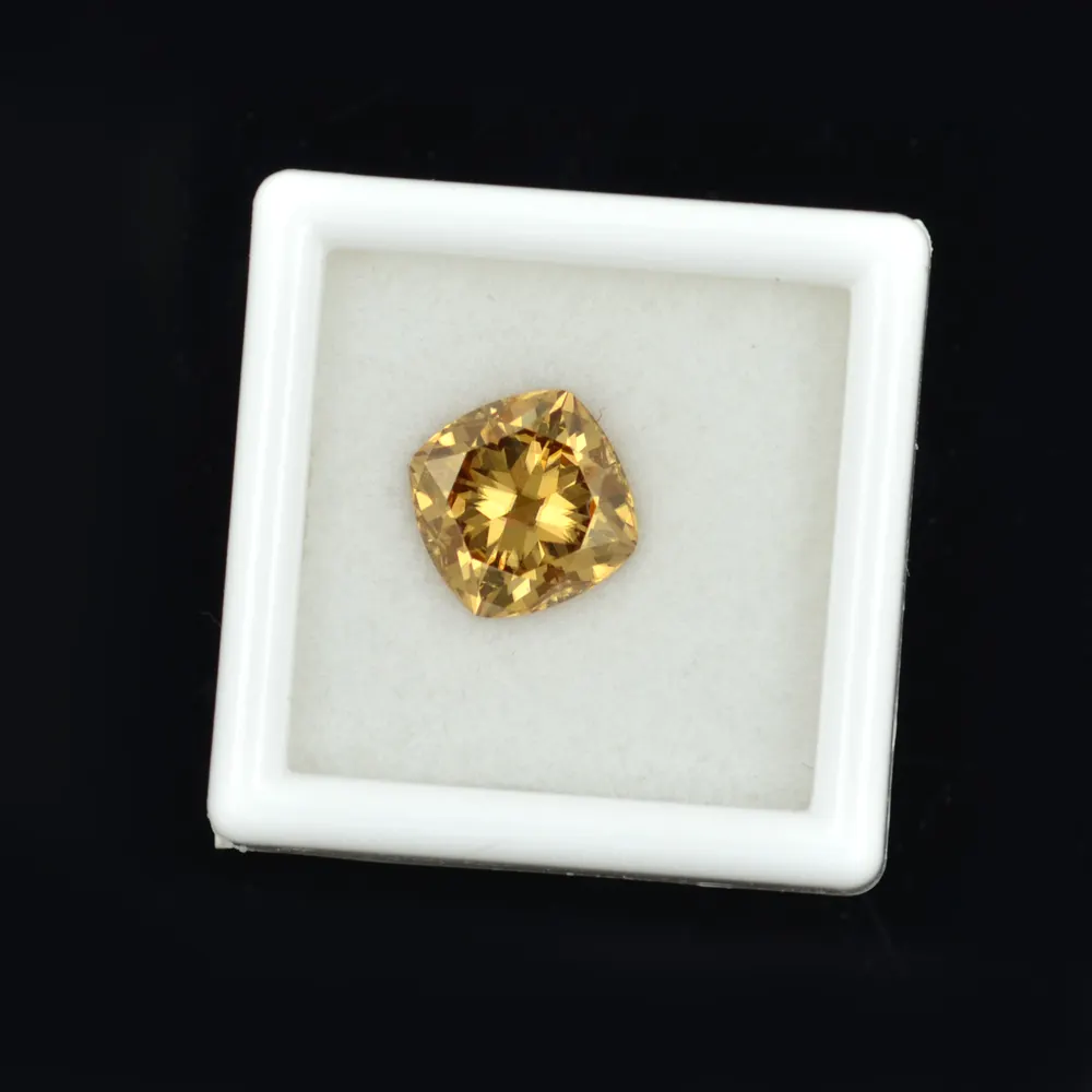 Golden yellow fine quality diamond cushion cut man-made moissanite stone on sale