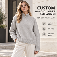 Pull en maille texturé à col montant et demi-zip pour femme, coupe décontractée, idéal pour un look quotidien