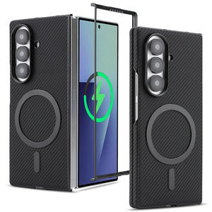 Nueva Funda Magnética Resistente para Teléfono Celular para <span class=keywords><strong>Samsung</strong></span> <span class=keywords><strong>Z</strong></span> <span class=keywords><strong>Fold</strong></span> 3 <span class=keywords><strong>4</strong></span> 5 Flip 6 7 FE, Funda Protectora de Fibra de Carbono - Product Image 1