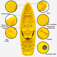 2.55m PE Kayak Personne Seule Course Canoë Océan Bateau En Plastique Dur Voyage Bateau Blanc Eau Surf Bateau De Pêche