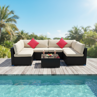 Yoho Factory Outdoor Rattan-Gartenmöbel-Set Modernes Design Garten-Rattan-Sofa Stahlrahmen Essgruppe Umweltfreundlich Wasserdicht