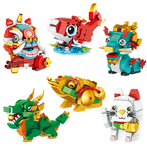 2024 ans Dragon blocs de construction fabriqués en chinois à la mode 40 pièces assemblé chat chanceux unisexe ABS plastique 1:1 échelle fantaisie science-fiction - Product Image 5