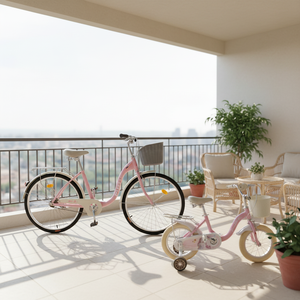 Vélo de ville pour <span class=keywords><strong>adulte</strong></span> de 26 pouces et vélo pour enfant de 12 pouces avec roues d'apprentissage, ensemble de vélos parent-enfant, vélo parent-enfant personnalisable - Product Image 4