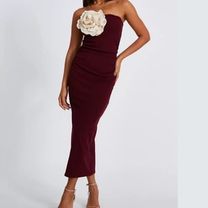 ชุดเดรสยาวทรงเข้ารูปสีแดงเข้มแบบไร้สายสำหรับงานปาร์ตี้ฤดูร้อน แฟชั่นสำหรับผู้หญิง เหมาะสำหรับงานพรอมหรืองานกลางคืน - Product Image 2