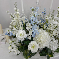 Couronne de fleurs et plantes artificielles bleues minimalistes faites à la main DKB, 60 cm, pour décoration de centre de table de mariage