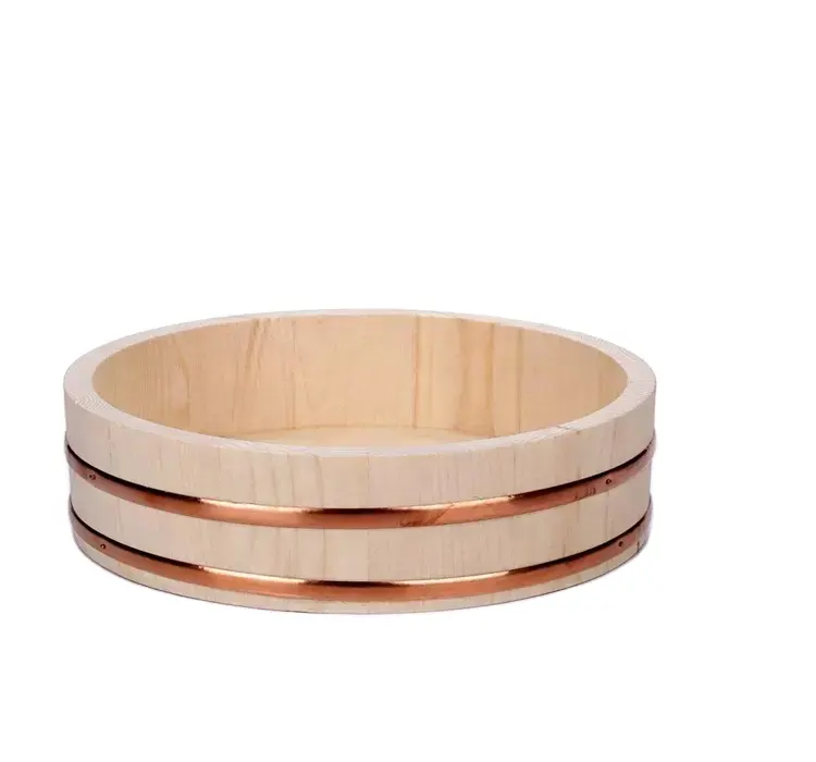 Japanese and Korean traditional wooden sushi rice tub rice bucket