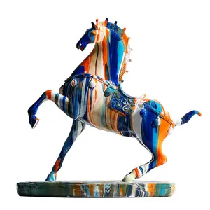 Statue de cheval en résine colorée, artisanat au motif de cheval, décoration de la maison, pour salon et meuble tv, 1 pièce