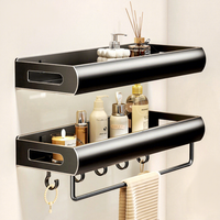 Étagère murale de salle de bain multifonctionnelle moderne JIAYI en acier au carbone, sans perçage, en forme d'arc, pour shampoing et lait corporel