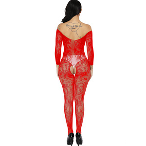 Bas sexy en résille de couleur à manches longues pour tout le corps, sous-vêtements transparents en filet, lingerie érotique pour dames - Product Image 4