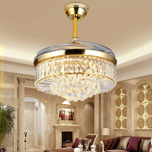 Hiện đại LED BT điều khiển thông minh Đèn chùm tuôn ra núi pha lê quạt trần ánh sáng với chức năng âm nhạc và từ xa động cơ DC - Product Image 1