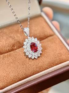 Lanphear kalung liontin mewah emas putih 18K kustom perhiasan bagus delima alami tanpa panas kalung berlian alami - Product Image 3