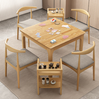 Table carrée en bois massif, table de jeu multi-usages pour cartes et échecs, table à manger carrée pour la maison