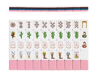Set da Gioco Mahjong Western Rosa con Tessere Incise di Sweet <span class=keywords><strong>Jojo</strong></span> Designs, Borsa da Viaggio in Acrilico a 4 Strati - Product Image 1