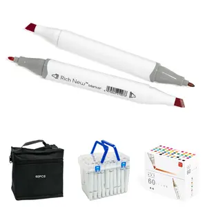 Kunden spezifische Verpackung Dual Tip Art Marker Permanent Paint Marker Set benutzer definierte Mutil Colors Skizze White Markers Pen For