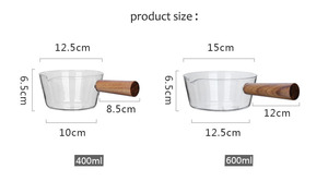 Pentola per il latte in vetro borosilicato pentola per zuppa piccola casseruola con manico in legno cucina di casa pentole pentola in vetro - Product Image 4
