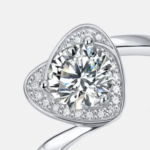 Kacy Wholesale Price Round Moissanite Diamond 1ct 925 Silver Round Moissanite Engagement Ring