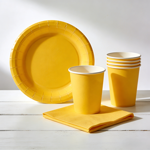 DAMAI - Vajilla de Papel de Color Sólido para Fiestas, Juego de Vajilla Desechable de Color Liso, Platos de 7 y 9 Pulgadas, Vasos de Papel, Servilletas - Product Image 4