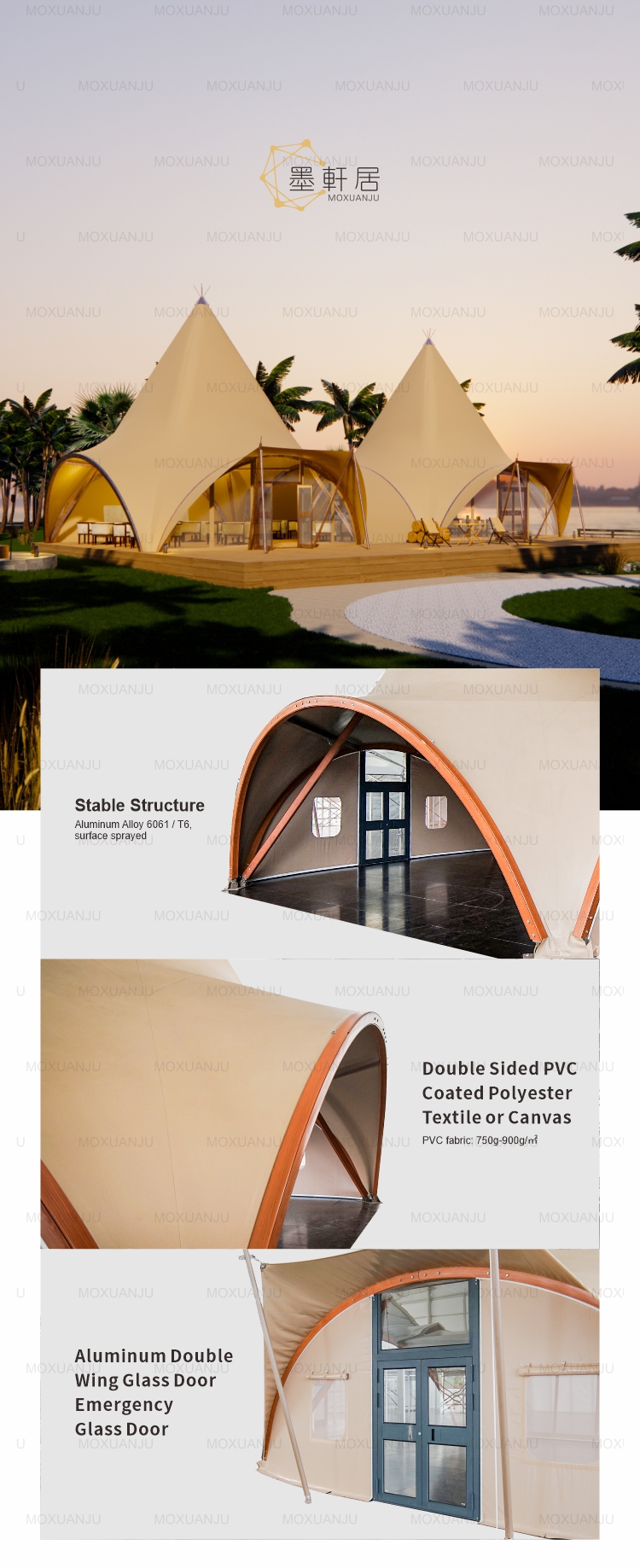 PVC Coated Polyester 6m Outdoor Event Tents Four Season For 31m2