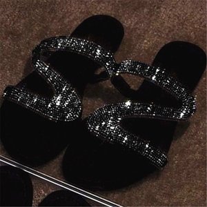 Sandales plates élégantes pour femmes avec strass, grandes tailles, bout ouvert, brillantes, forme <span class=keywords><strong>Z</strong></span>, style Roma - Product Image 3