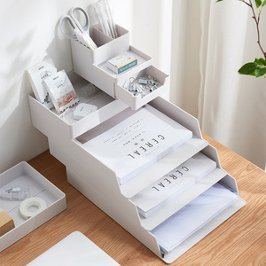 Manufacturers A4 file stationery plastic desktop storage box stackable desk organizer set