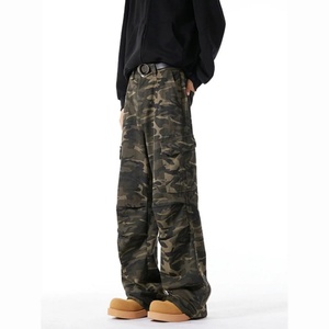 Jeans de travail décontractés camouflage pour hommes, style automne/hiver 2025, style rétro américain, pantalon droit, jambe large - Product Image 6