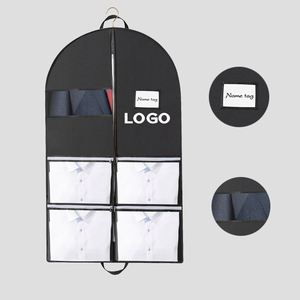 Men's Custom Printed Wedding Dress <b>Garment</b> <b>Bag</b> with Clear Name Card Pocket Non-woven Fabric Zipper Closure Personalized Logo - Product Image 1
