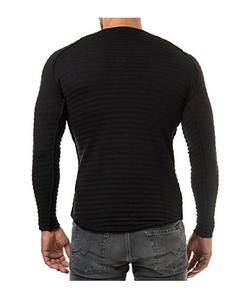Pull à col rond pour homme, coupe <span class=keywords><strong>slim</strong></span>, décontracté, manches longues, t-shirt musclé - Product Image 5