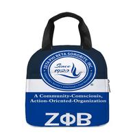 Toptan Zeta Phi Beta kadın öğle yemeği çantası Sorority Paraphernalia hediyeler kullanımlık ofis işleri için yemek taşıma çantası piknik yürüyüş