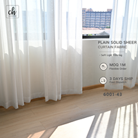 Tissu de rideau uni transparent en gros 6001-43, tissu voile 300CM 100% polyester, textile de rideau filtrant la lumière pour fenêtre