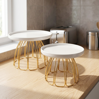 Socle de table à dessert géométrique en fer doré, support à gâteau carré ou rond, piédestal pour mariage, traiteur, buffet, présentoir surélevé