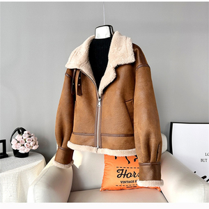 Veste courte chaude en laine d'agneau et peau de mouton pour femme, modèle JT440, nouvelle collection hiver <span class=keywords><strong>2023</strong></span>, en promotion - Product Image 5